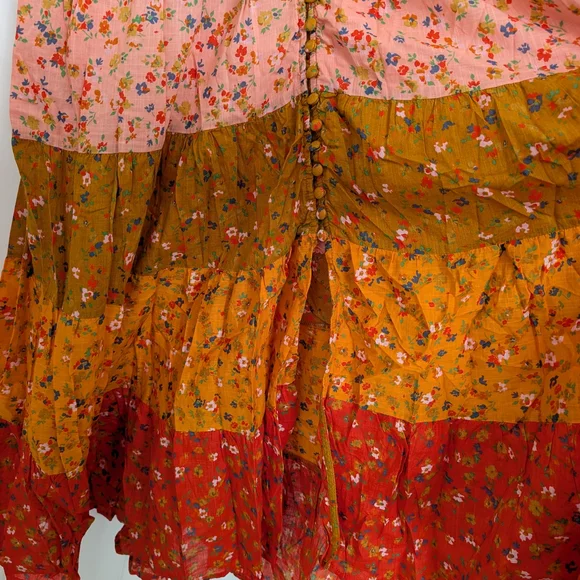 Anthropologie Tiered & True floral maxi prairie dress SP - Picture 9 of 11